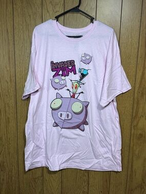 Unisex Light Pink Invader Zim Character Tee Size 1X NWT